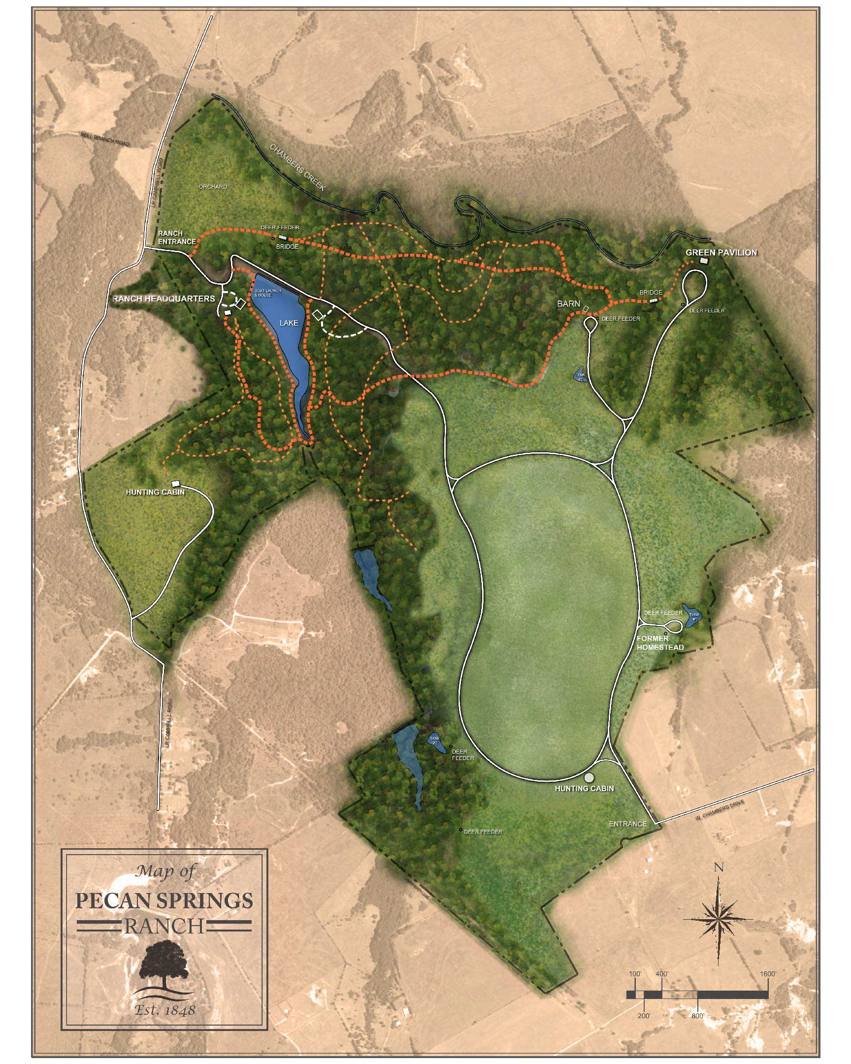 Map of Pecan Springs Ranch